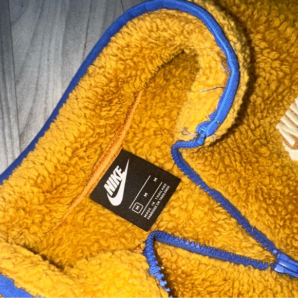 Nike Crop Cropped Sherpa Fleece Brown Orange 1/4 Zip Pullover Sweatshirt Medium - Picture 10 of 10